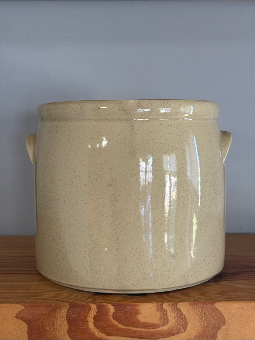 McCoy Cream Speckled Ceramic Crock - Decorative Home Art